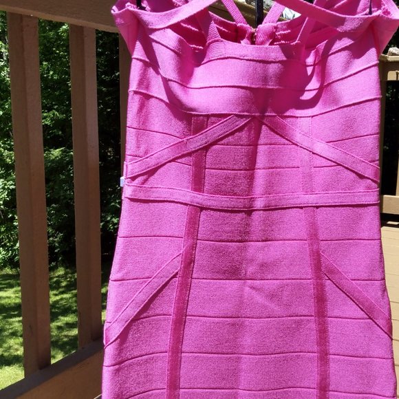 bebe dress, hot pink, size s, bodycon dress, front zipper, sexy dress - Picture 6 of 6